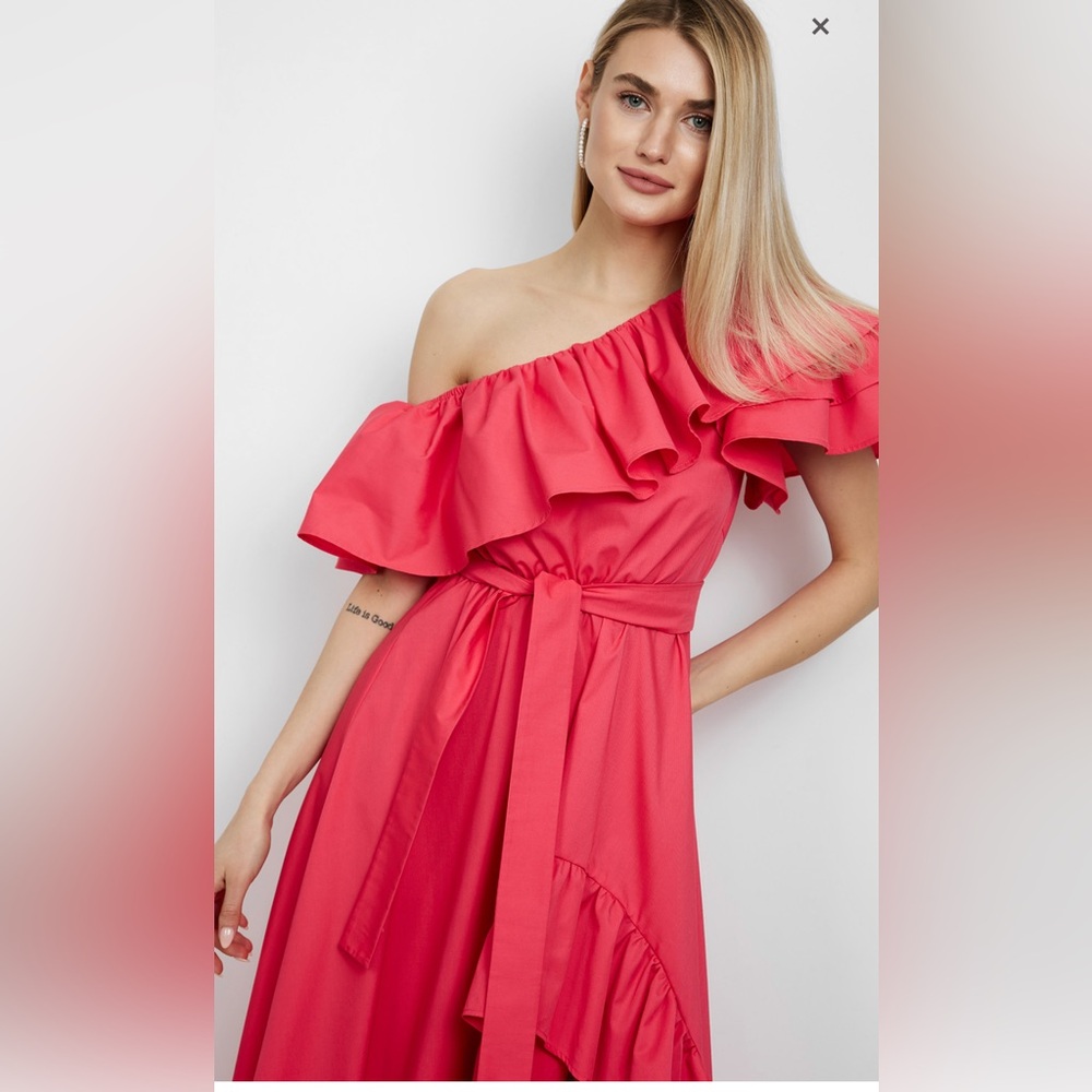 Andre Tan Designer Women's small high low elegant flowy feminine pink dress nwot - Picture 3 of 16